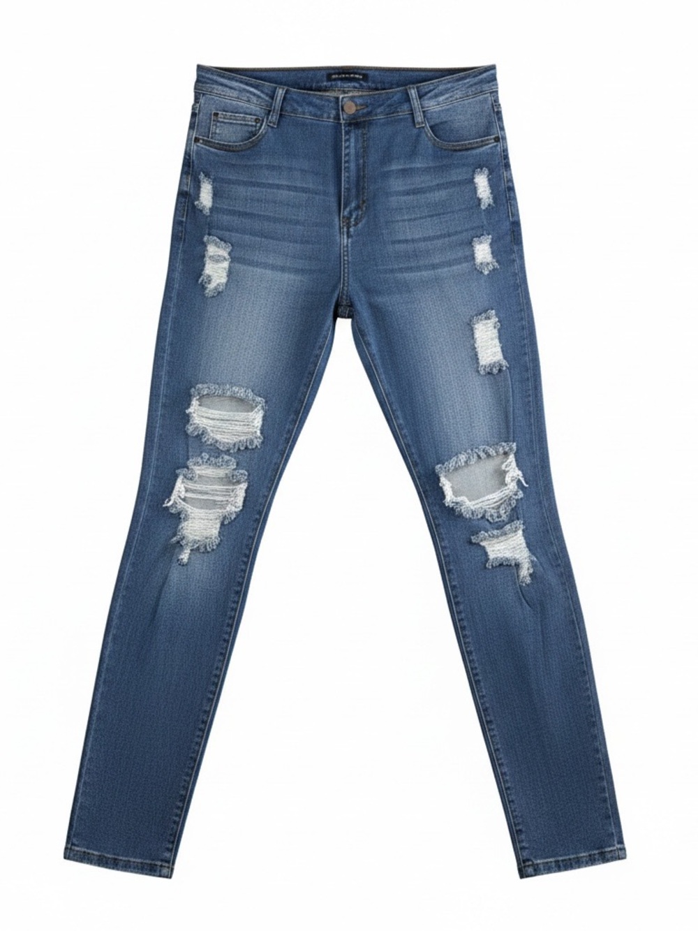 Fashion Nova Womens Distressed Skinny Plus Jean Size 20 Light Wash Denim Stretch